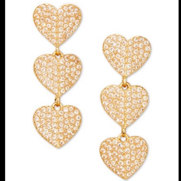 Kate Spade Triple Heart Drop Earrings, Gold - Picture 2 of 5